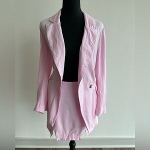 Gianni Bini Pink Linen Blazer and Skirt